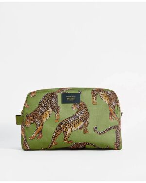 Olive Leopard stor toalettmappe